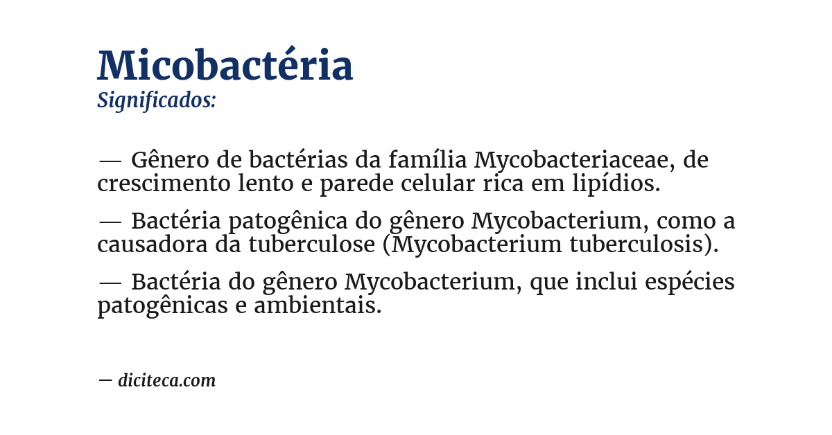 Significado de micobactéria