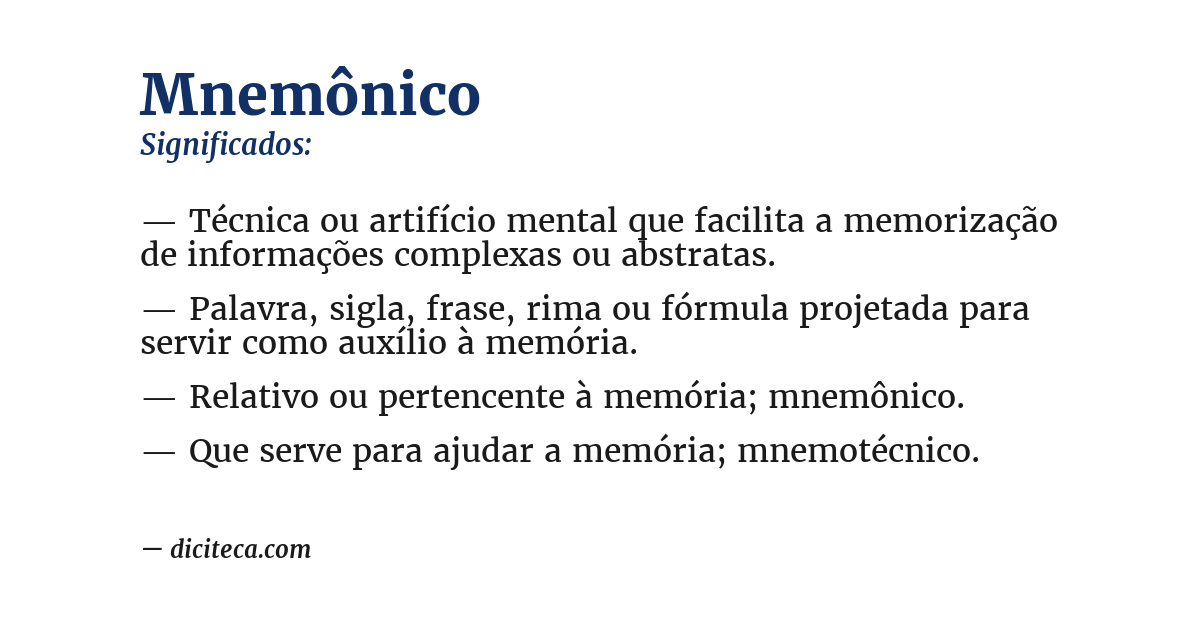 Significado de mnemônico