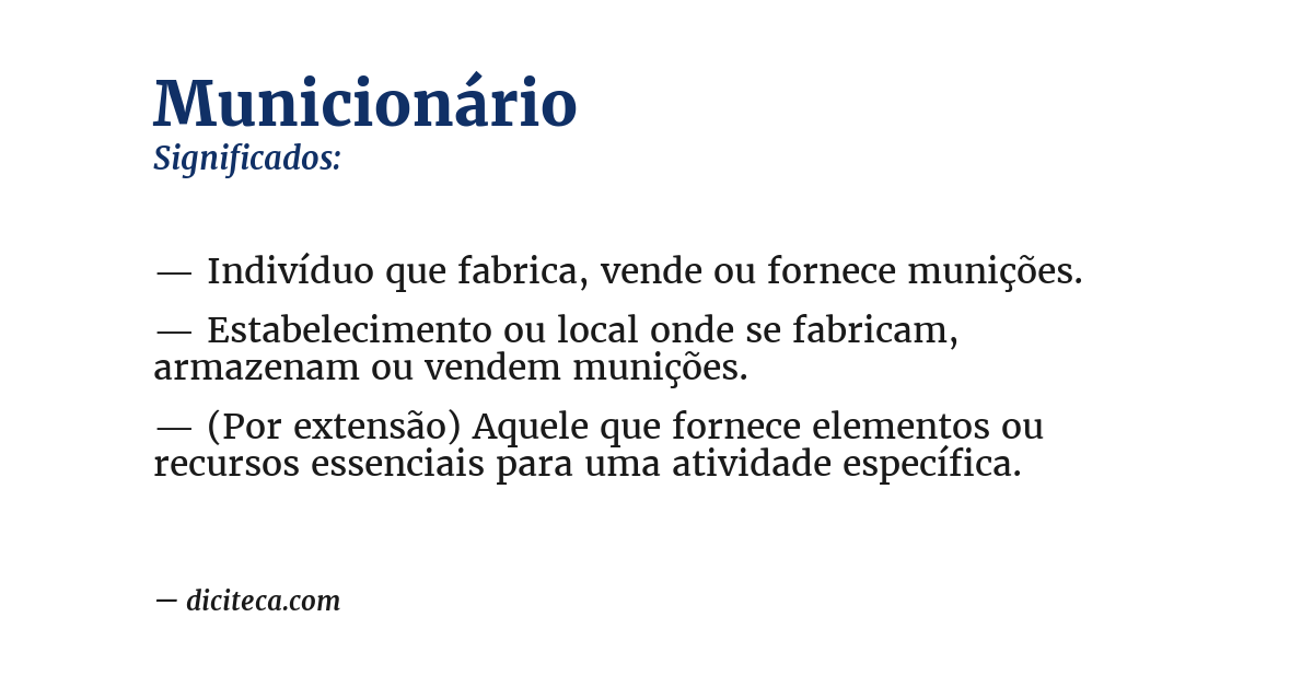 Significado de municionário