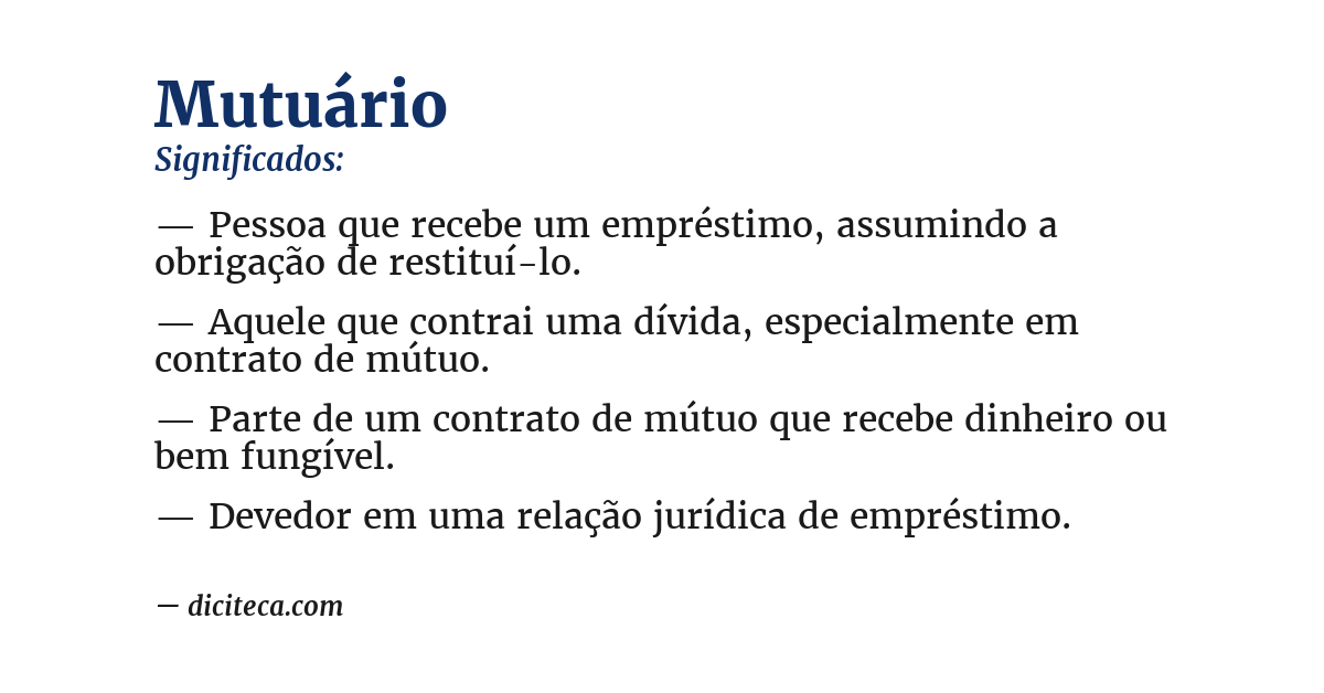 Significado de mutuário