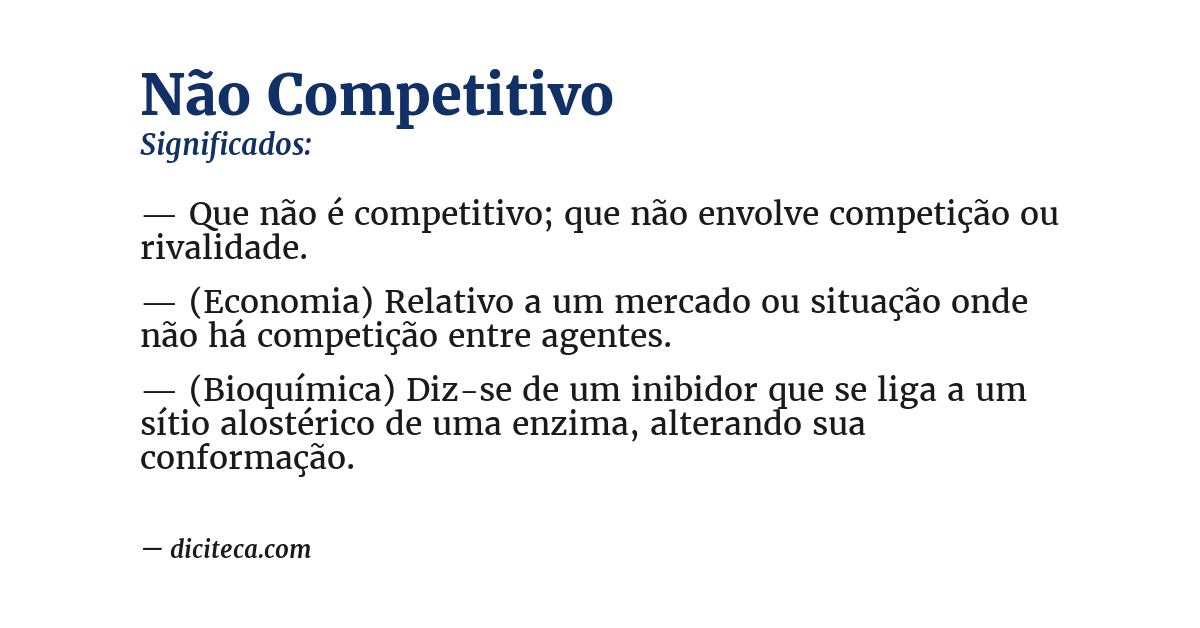 Significado de não competitivo