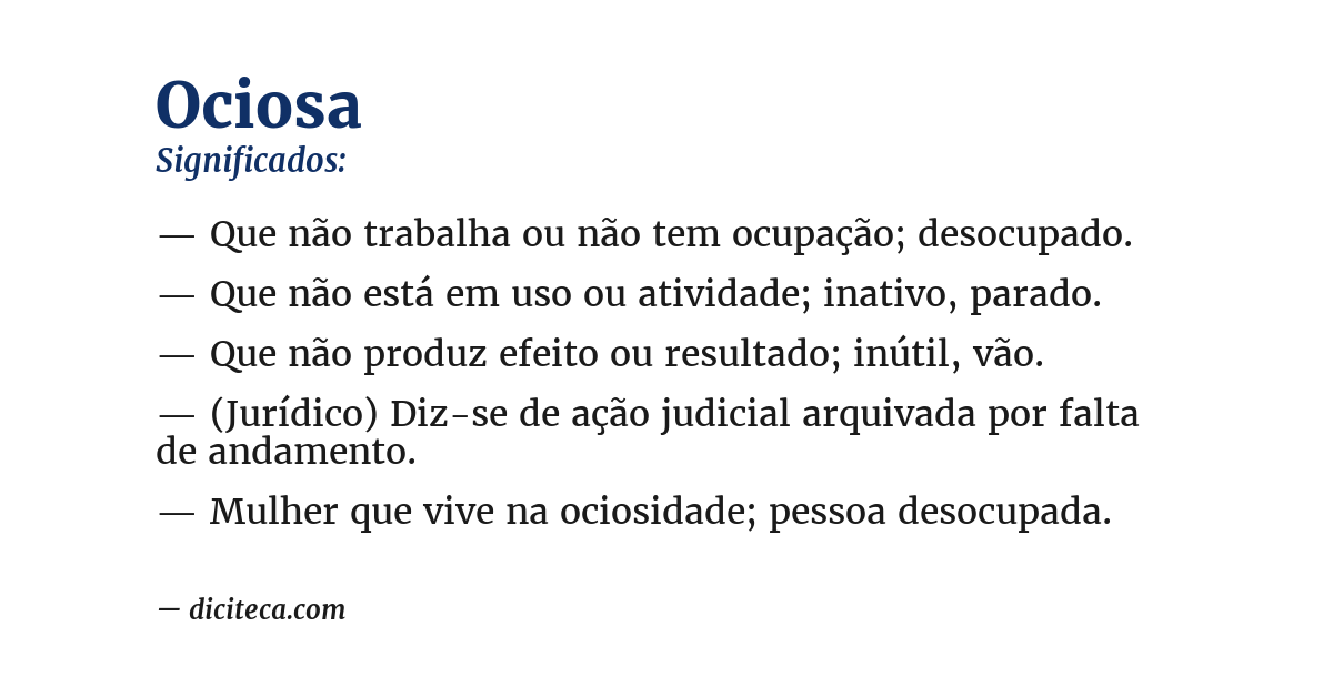 Significado de ociosa
