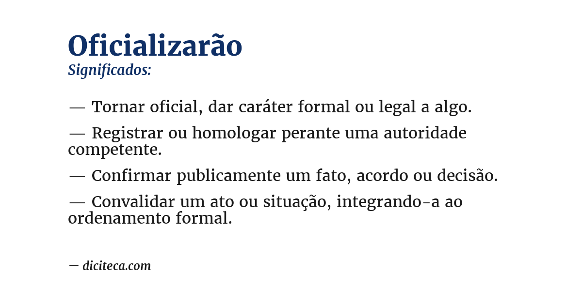 Significado de oficializarão