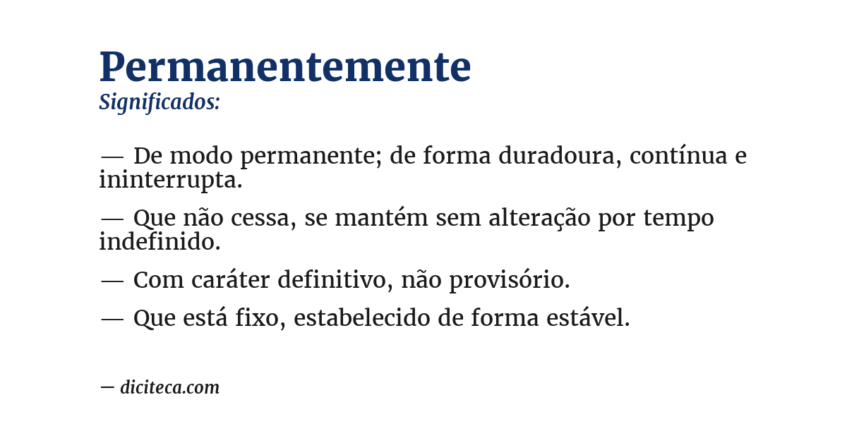 Significado de permanentemente