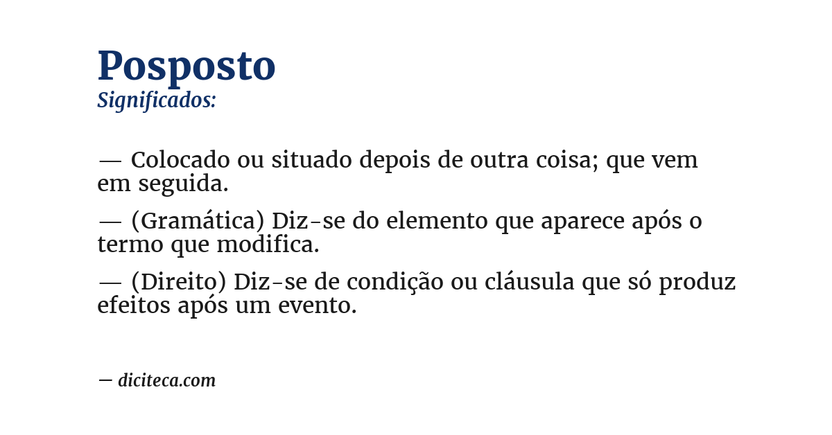Significado de posposto