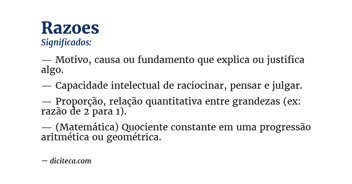 Significado de razoes