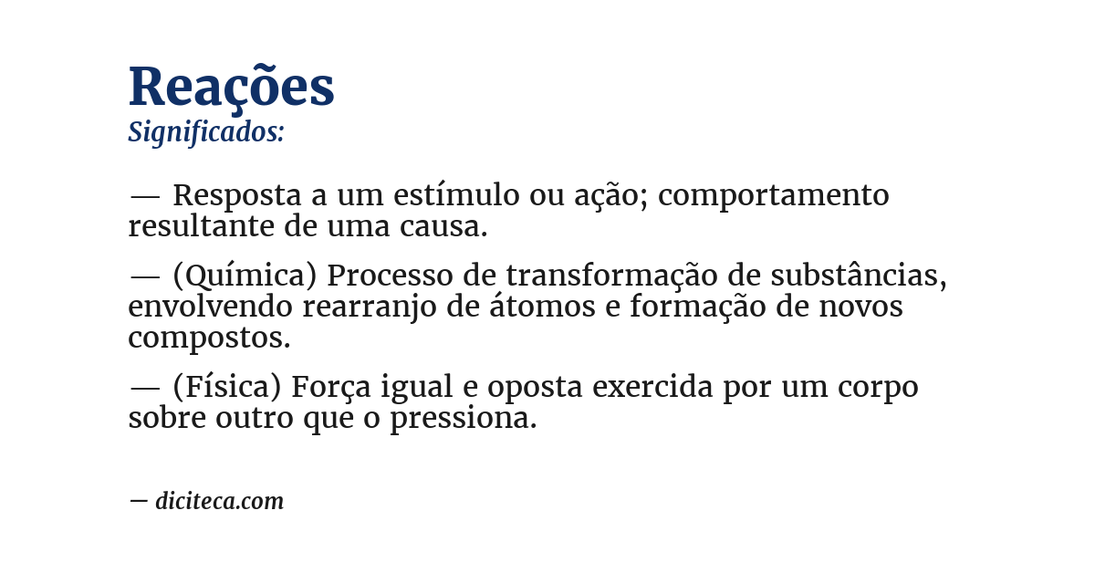Significado de reações