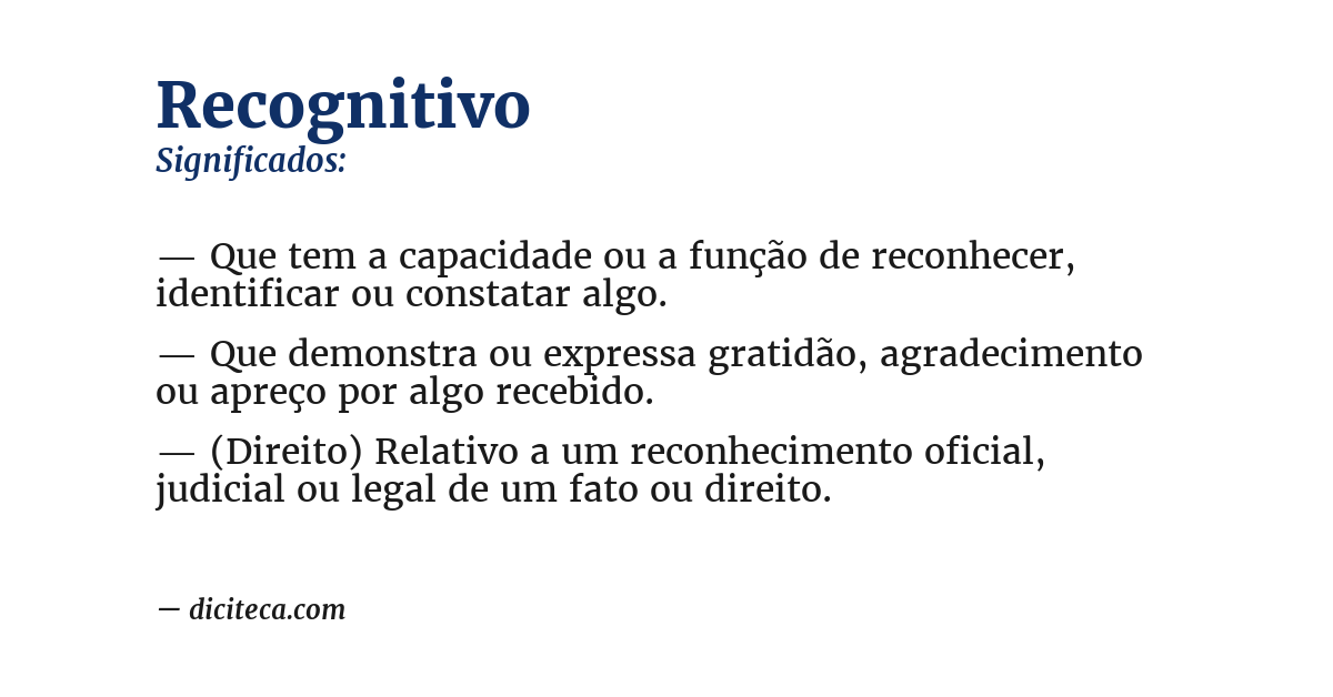 Significado de recognitivo