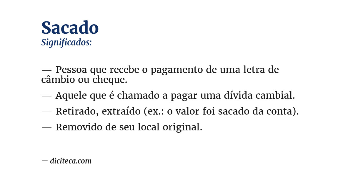 Significado de sacado
