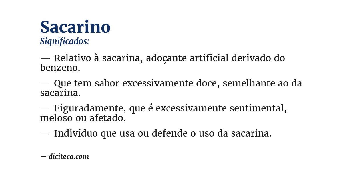 Significado de sacarino