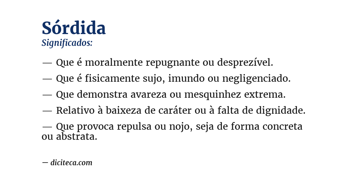Significado de sórdida