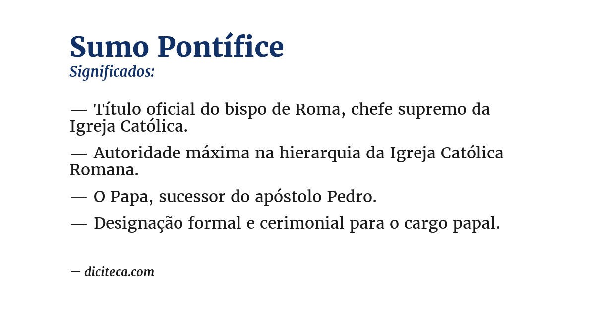 Significado de sumo pontífice