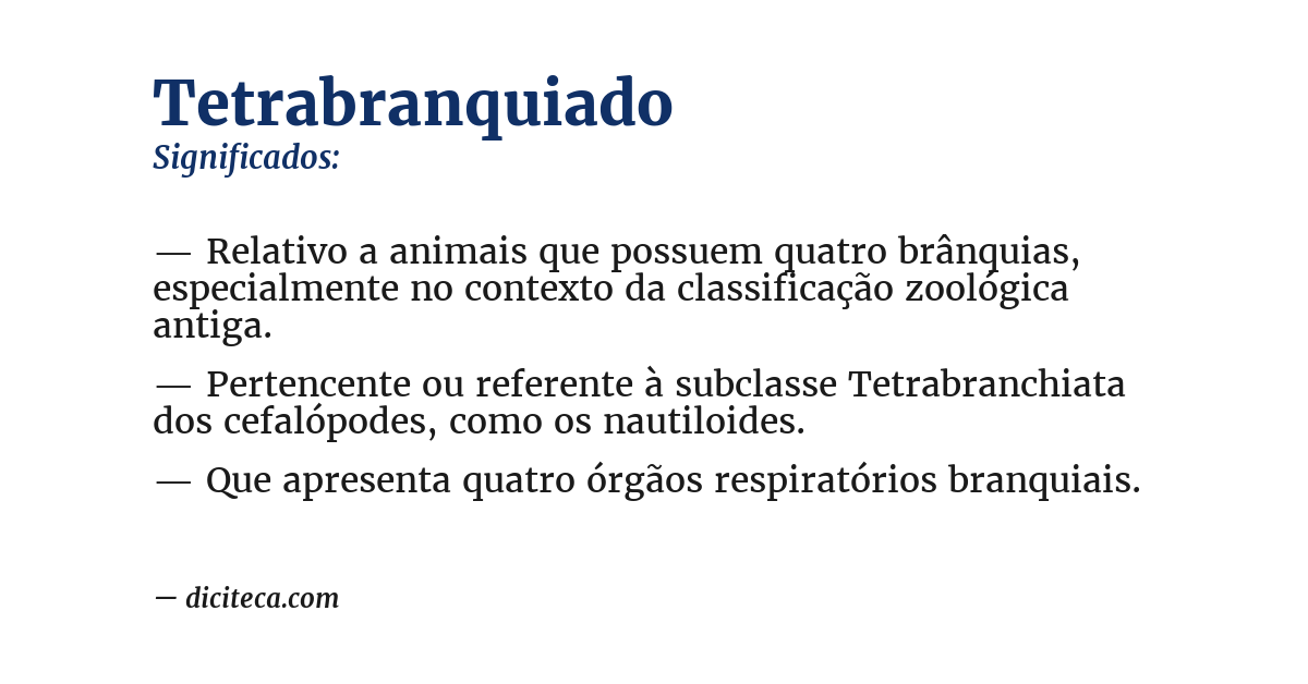 Significado de tetrabranquiado