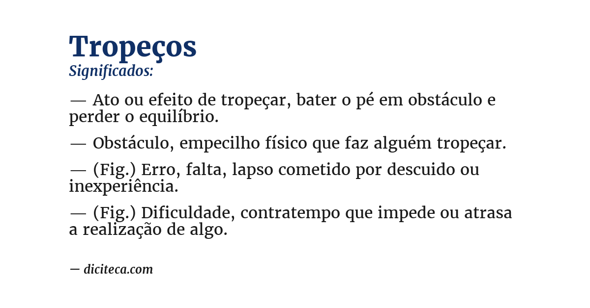 Significado de tropeços