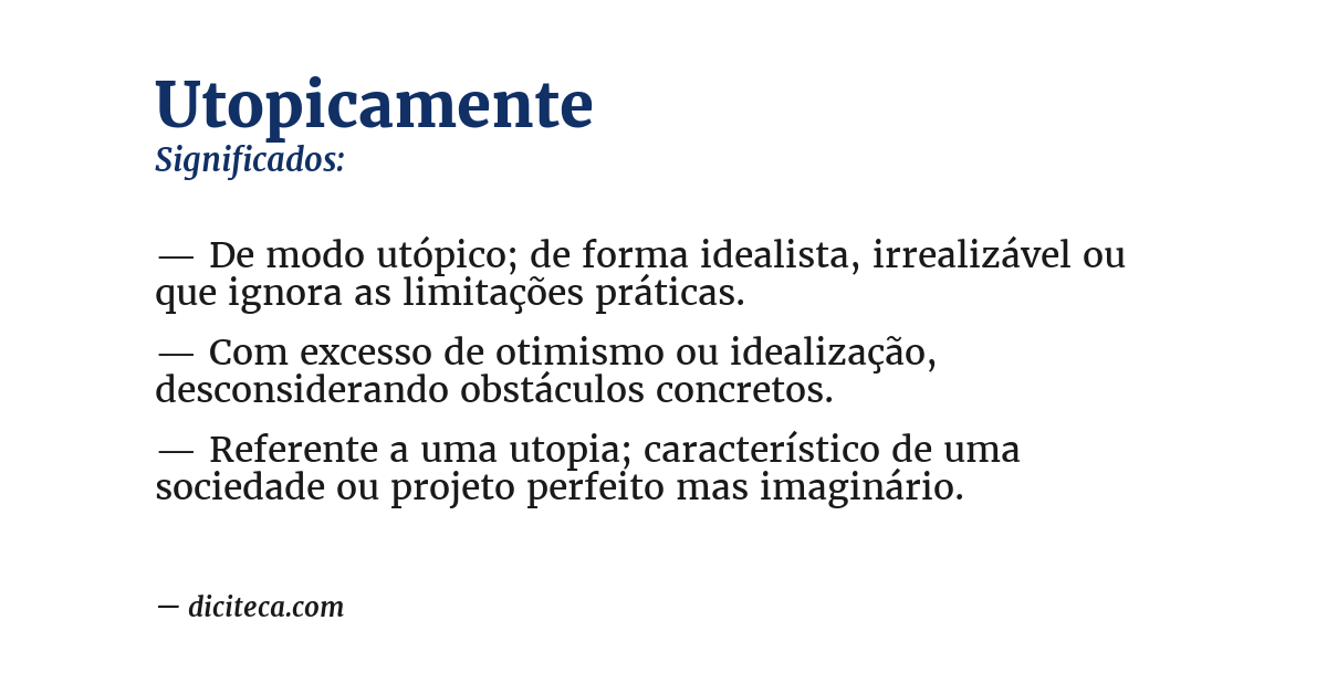 Significado de utopicamente