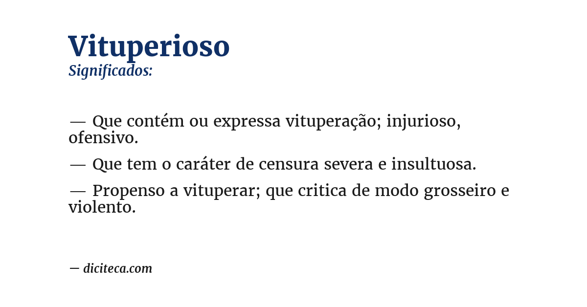 Significado de vituperioso