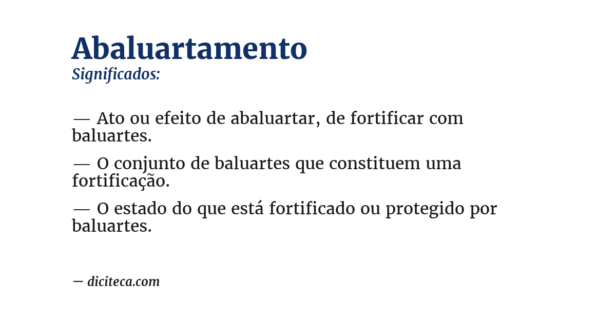 Significado de abaluartamento