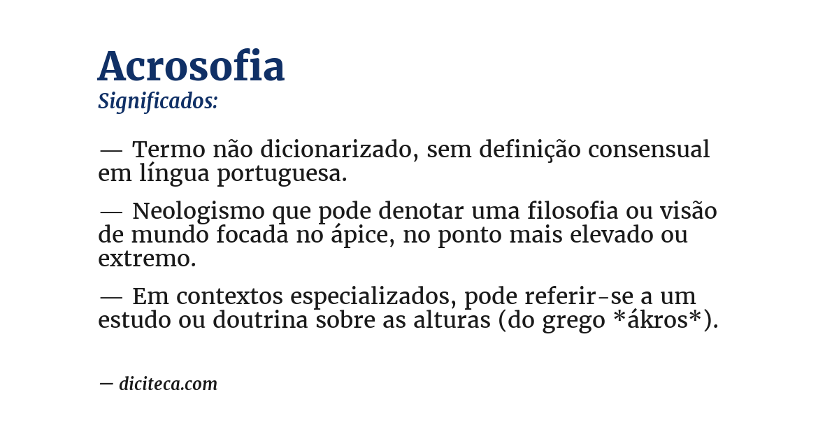Significado de acrosofia
