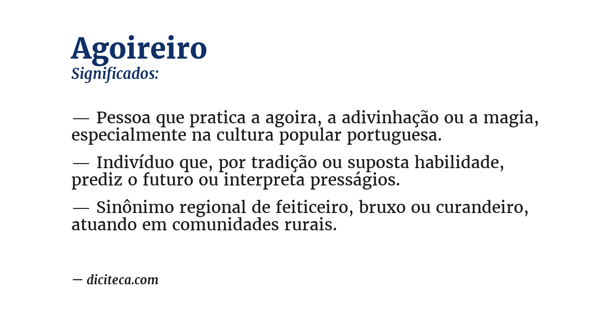 Significado de agoireiro
