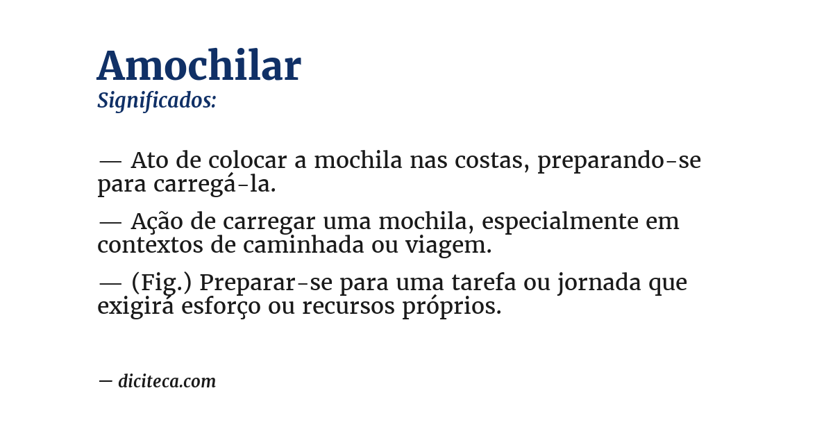 Significado de amochilar