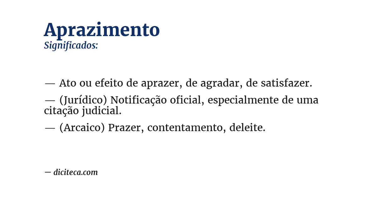 Significado de aprazimento
