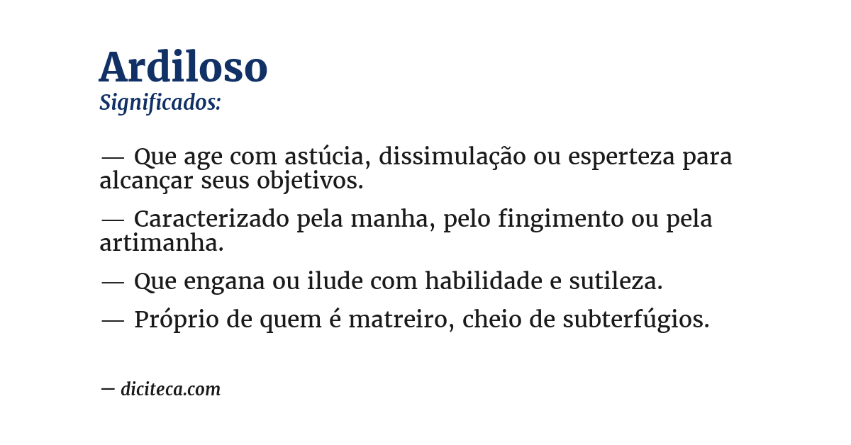 Significado de ardiloso