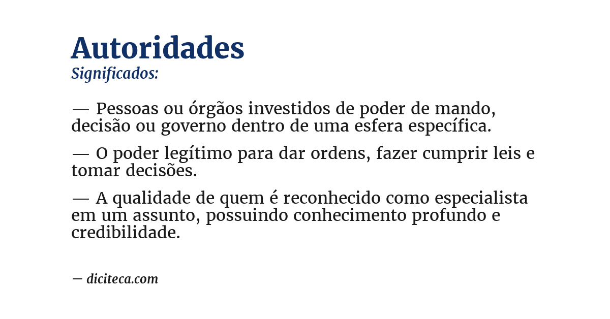 Significado de autoridades