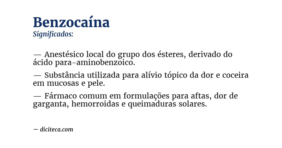 Significado de benzocaína