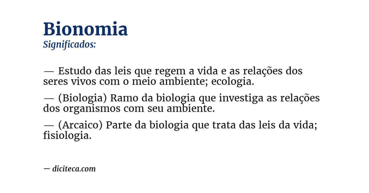 Significado de bionomia