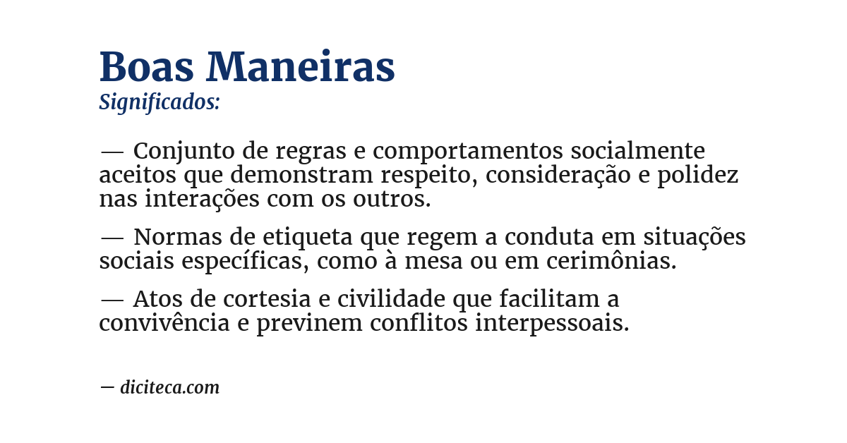 Significado de boas maneiras