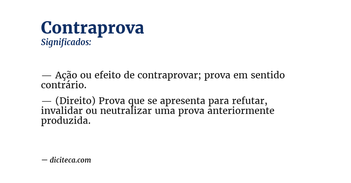 Significado de contraprova