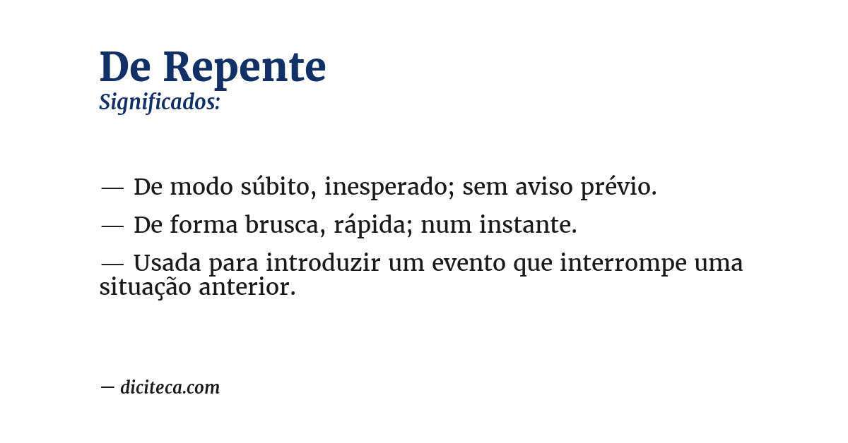 Significado de de repente