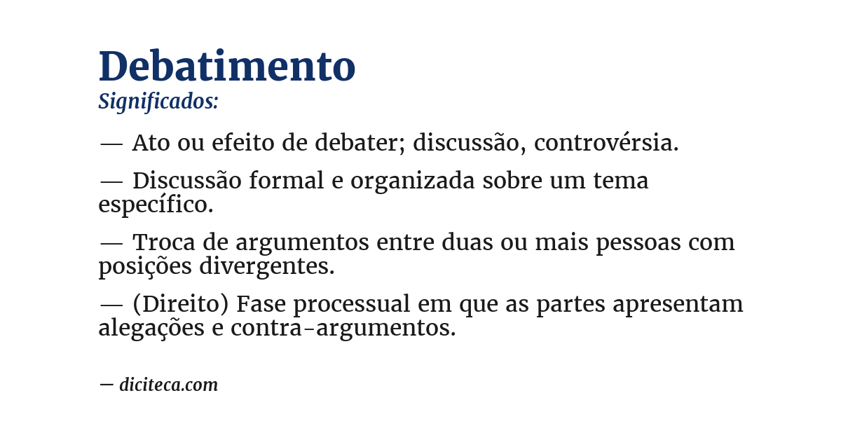 Significado de debatimento