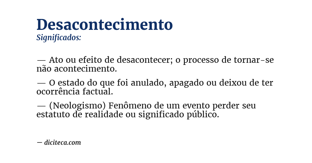 Significado de desacontecimento