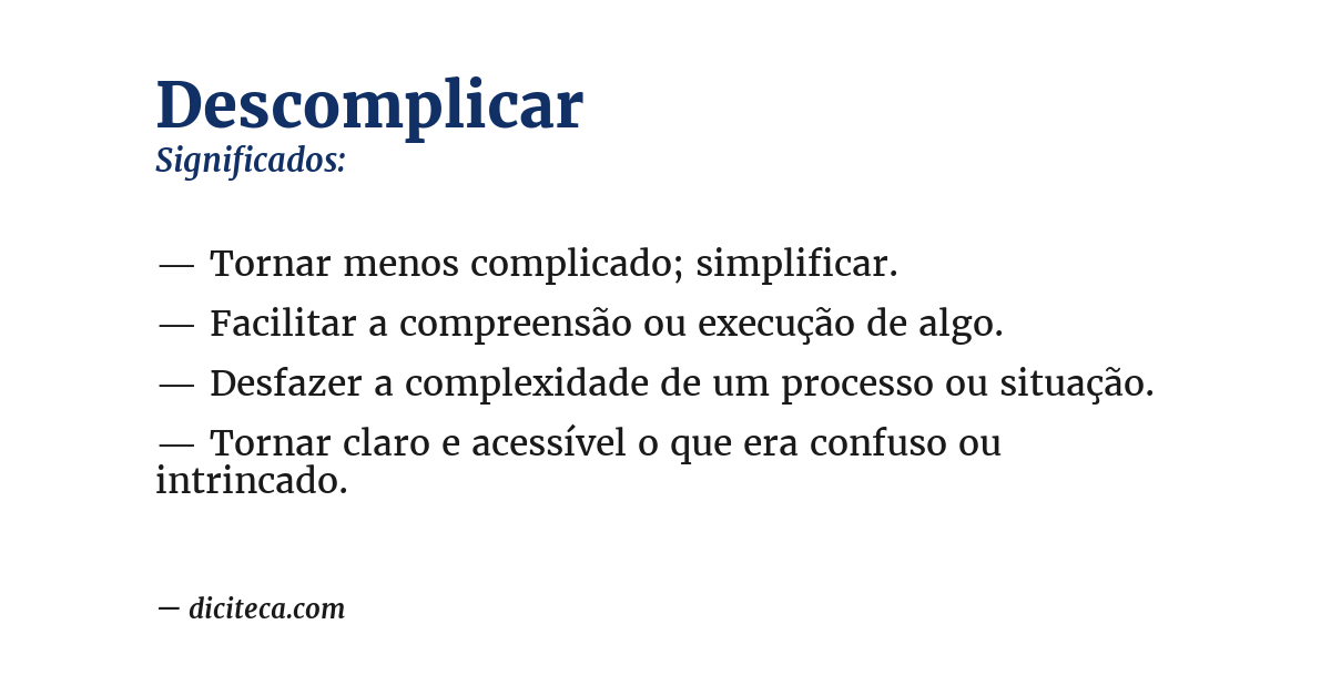 Significado de descomplicar