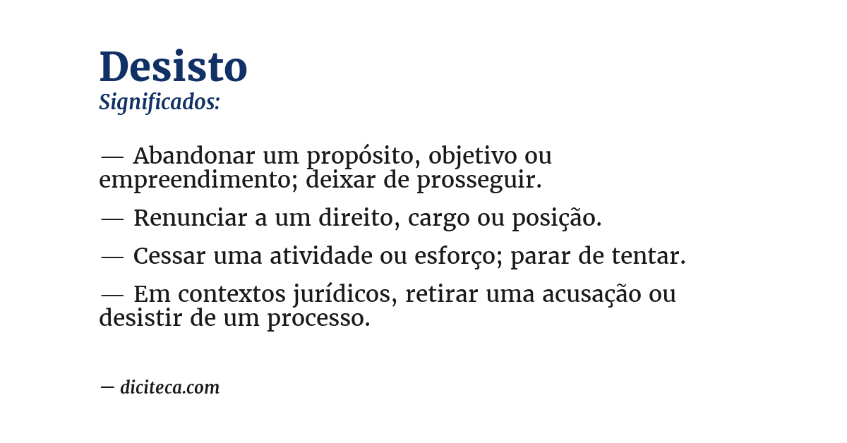 Significado de desisto