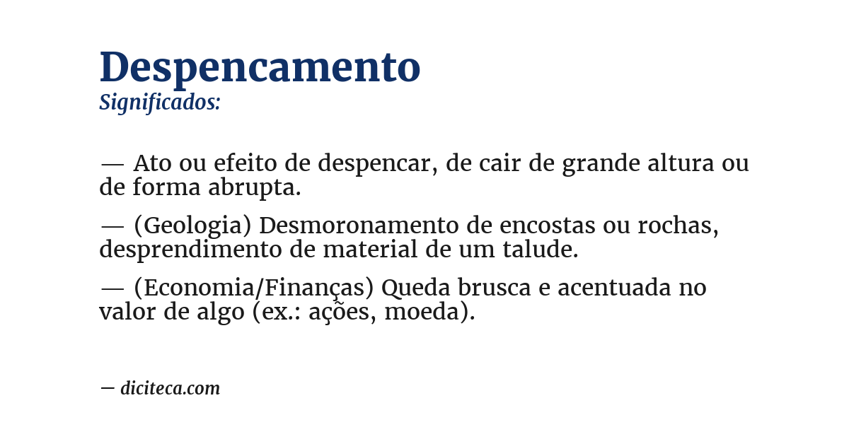 Significado de despencamento