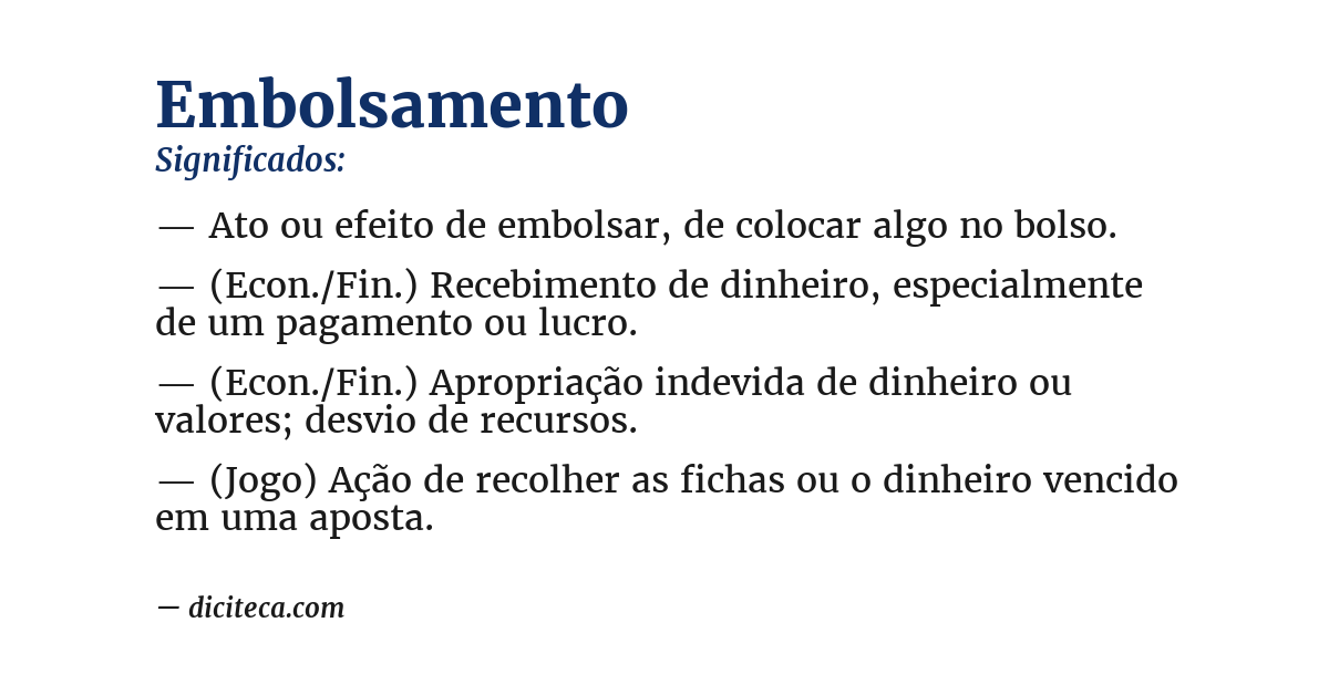 Significado de embolsamento
