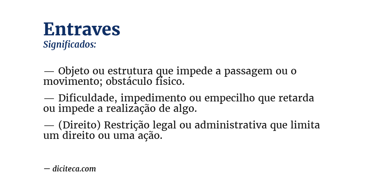 Significado de entraves