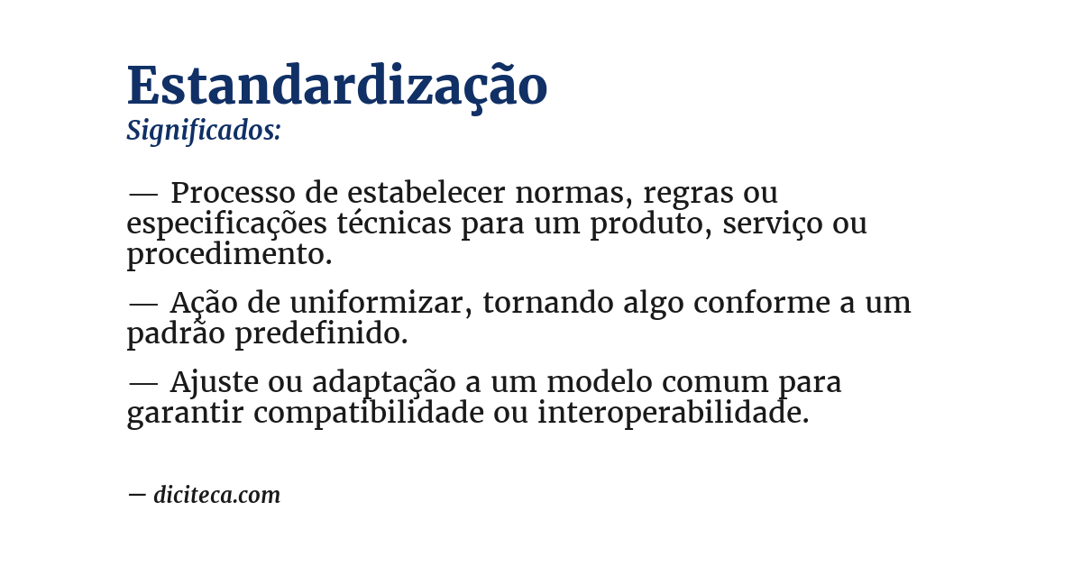 Significado de estandardização