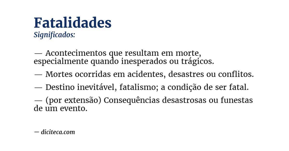 Significado de fatalidades