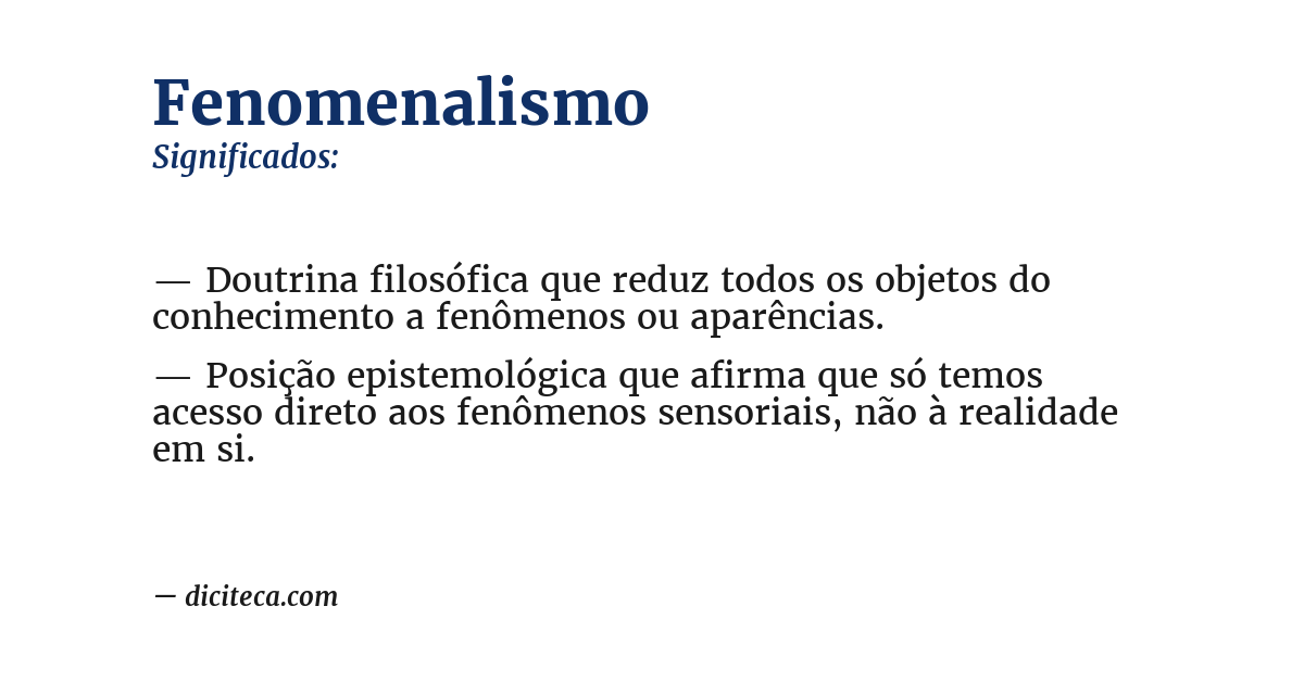 Significado de fenomenalismo