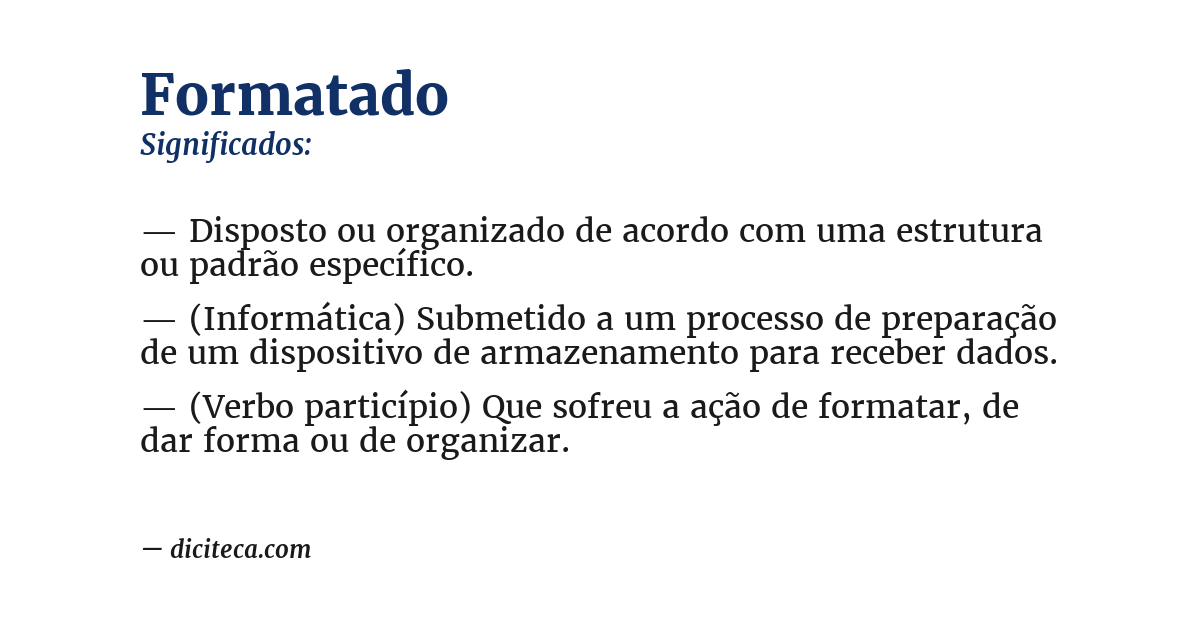 Significado de formatado