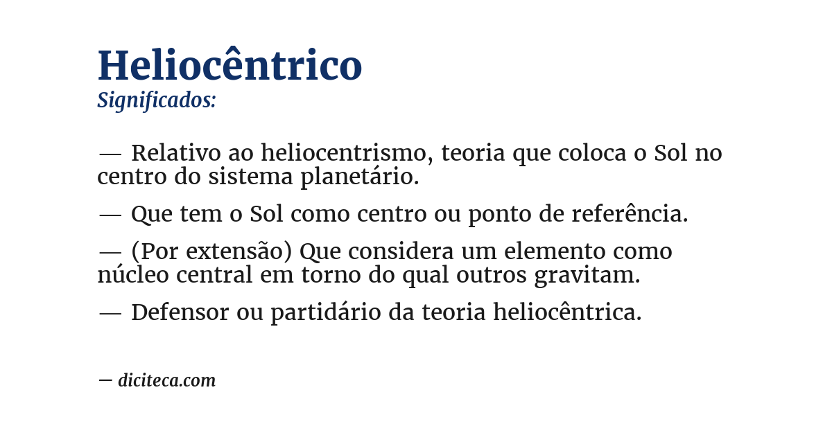 Significado de heliocêntrico