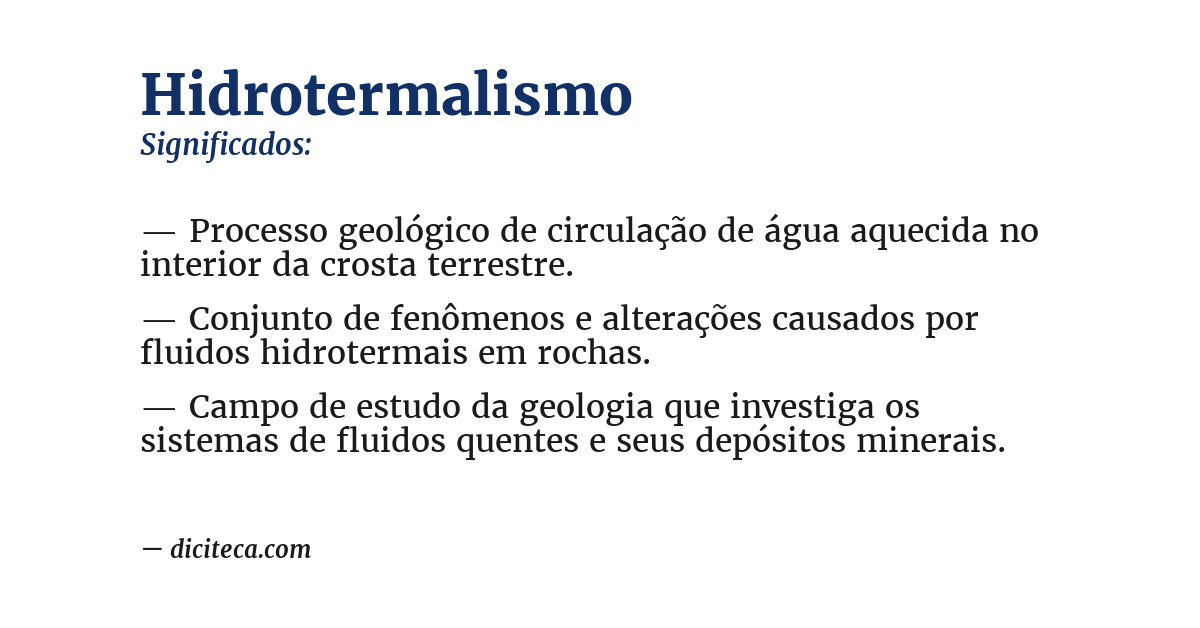 Significado de hidrotermalismo