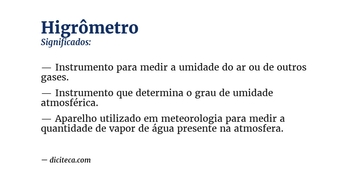 Significado de higrômetro