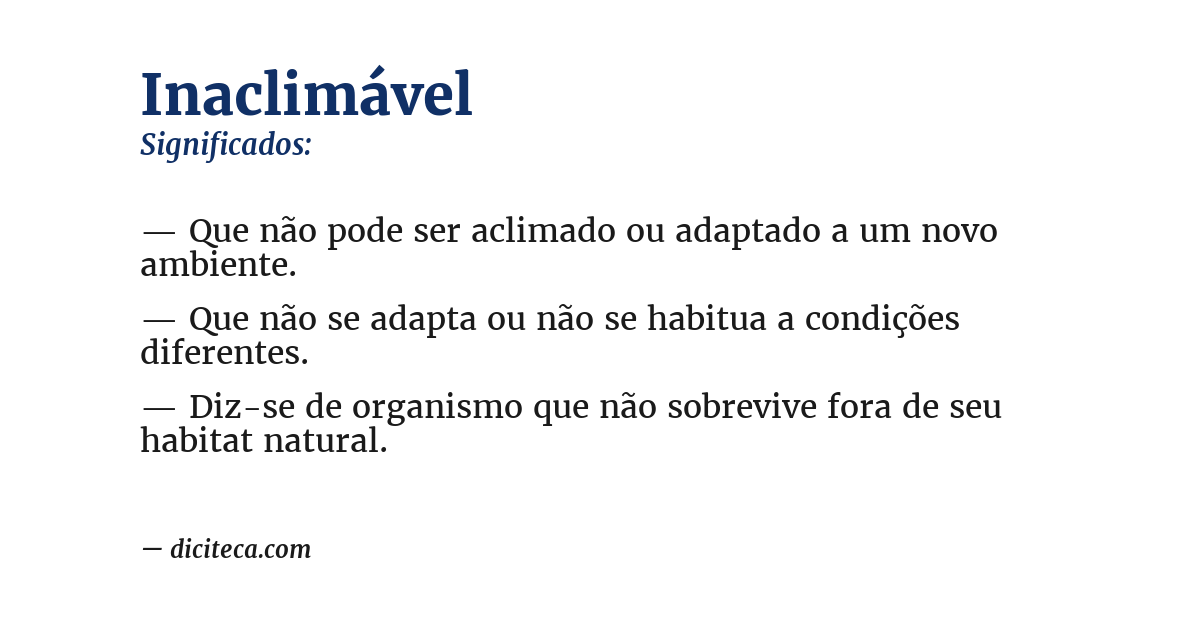 Significado de inaclimável