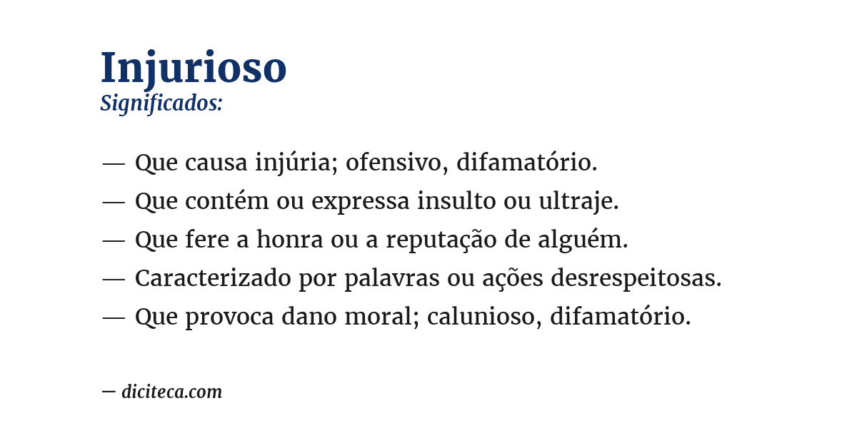 Significado de injurioso
