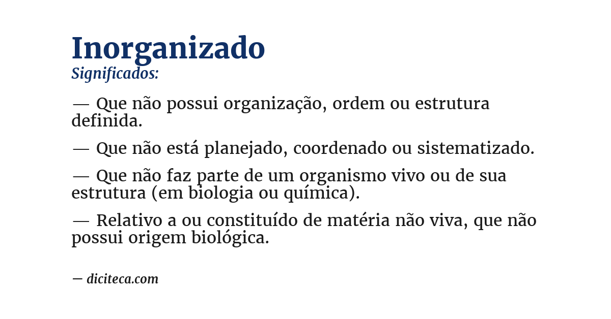 Significado de inorganizado