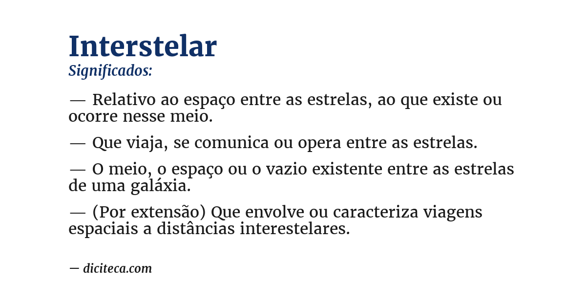 Significado de interstelar